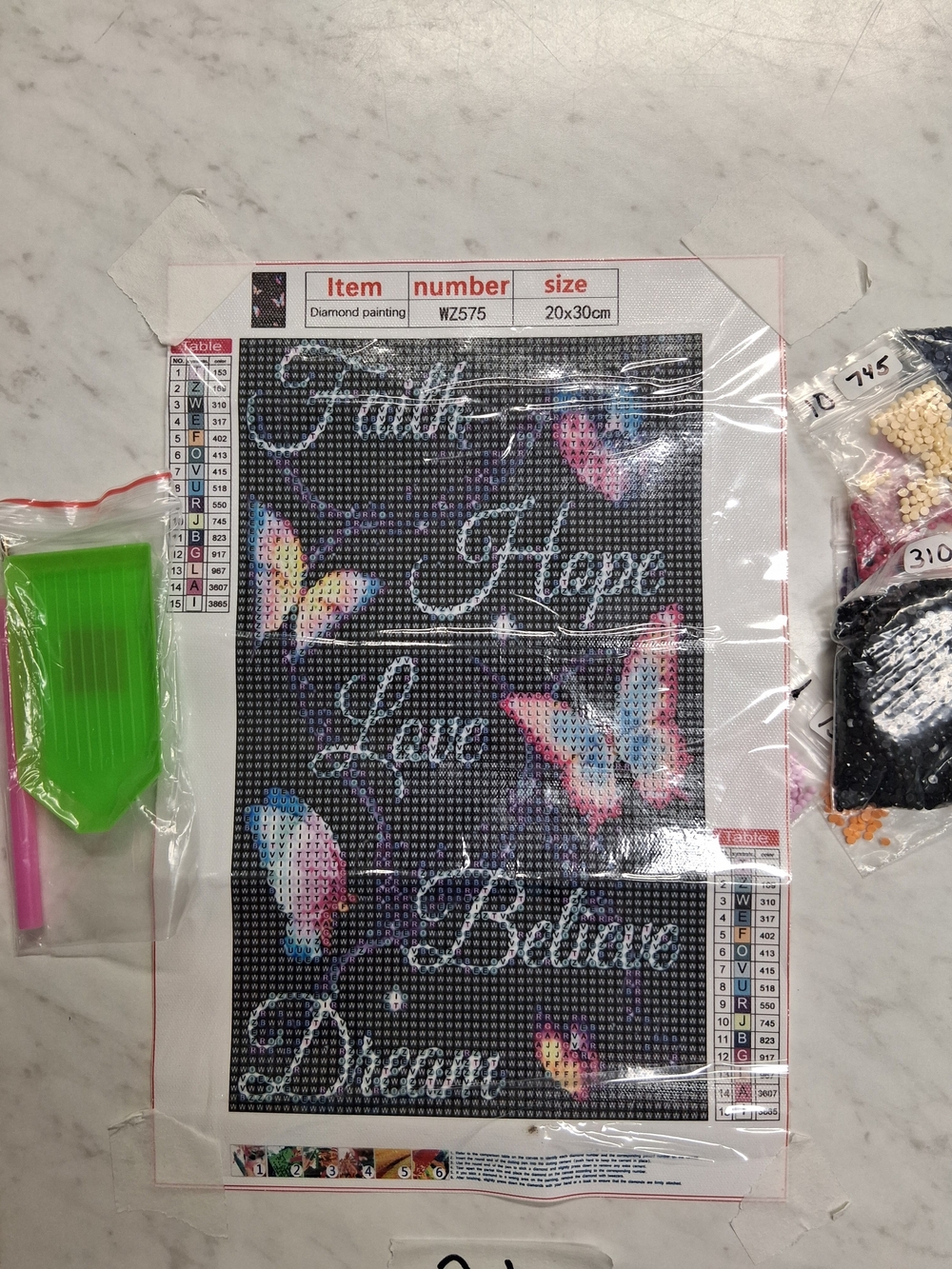 Faith Hope Love Believe Dream Butterfly Diamond Art